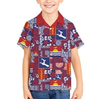 Kiribati Tekeraoi n te Kiritimati Family Matching Puletasi and Hawaiian Shirt Pacific Patchwork Xmas Vibes LT9 Son's Shirt Red - Polynesian Pride