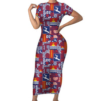 Kiribati Tekeraoi n te Kiritimati Family Matching Short Sleeve Bodycon Dress and Hawaiian Shirt Pacific Patchwork Xmas Vibes - Polynesian Pride