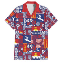 Kiribati Tekeraoi n te Kiritimati Family Matching Summer Maxi Dress and Hawaiian Shirt Pacific Patchwork Xmas Vibes LT9 Dad's Shirt - Short Sleeve Red - Polynesian Pride
