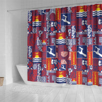 Kiribati Tekeraoi n te Kiritimati Shower Curtain Pacific Patchwork Xmas Vibes - Polynesian Pride
