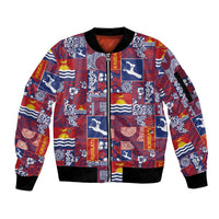Kiribati Tekeraoi n te Kiritimati Sleeve Zip Bomber Jacket Pacific Patchwork Xmas Vibes - Polynesian Pride
