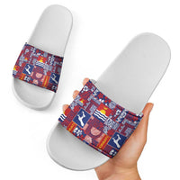 Kiribati Tekeraoi n te Kiritimati Slide Sandals Pacific Patchwork Xmas Vibes - Polynesian Pride