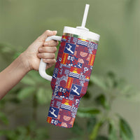 Kiribati Tekeraoi n te Kiritimati Tumbler With Handle Pacific Patchwork Xmas Vibes - Polynesian Pride
