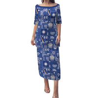 Marshall Islands Merry Christmas Family Matching Puletasi and Hawaiian Shirt Pacific Patchwork Xmas Vibes LT9 Mom's Dress Blue - Polynesian Pride