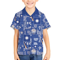 Marshall Islands Merry Christmas Family Matching Summer Maxi Dress and Hawaiian Shirt Pacific Patchwork Xmas Vibes LT9 Son's Shirt Blue - Polynesian Pride