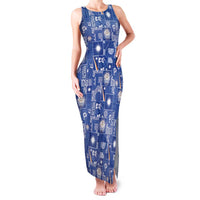 Marshall Islands Merry Christmas Family Matching Tank Maxi Dress and Hawaiian Shirt Pacific Patchwork Xmas Vibes LT9 Mom's Dress Blue - Polynesian Pride
