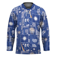 Marshall Islands Merry Christmas Hockey Jersey Pacific Patchwork Xmas Vibes - Polynesian Pride
