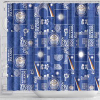 Marshall Islands Merry Christmas Shower Curtain Pacific Patchwork Xmas Vibes - Polynesian Pride