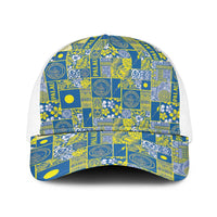 Palau Ungil Kurismas Baseball Net Cap Pacific Patchwork Xmas Vibes LT9 One Size White Green - Polynesian Pride