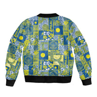 Palau Ungil Kurismas Bomber Jacket Pacific Patchwork Xmas Vibes - Polynesian Pride