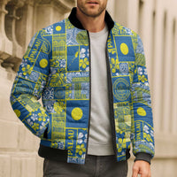 Palau Ungil Kurismas Bomber Puffer Jacket Pacific Patchwork Xmas Vibes - Polynesian Pride