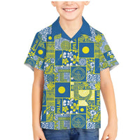 Palau Ungil Kurismas Family Matching Mermaid Dress and Hawaiian Shirt Pacific Patchwork Xmas Vibes LT9 Son's Shirt Green - Polynesian Pride
