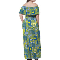 Palau Ungil Kurismas Family Matching Off Shoulder Maxi Dress and Hawaiian Shirt Pacific Patchwork Xmas Vibes - Polynesian Pride