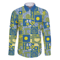 Palau Ungil Kurismas Family Matching Off Shoulder Short Dress and Hawaiian Shirt Pacific Patchwork Xmas Vibes - Polynesian Pride