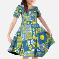 Palau Ungil Kurismas Family Matching Puletasi and Hawaiian Shirt Pacific Patchwork Xmas Vibes LT9 Daughter's Dress Green - Polynesian Pride