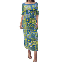 Palau Ungil Kurismas Family Matching Puletasi and Hawaiian Shirt Pacific Patchwork Xmas Vibes LT9 Mom's Dress Green - Polynesian Pride