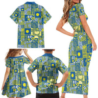 Palau Ungil Kurismas Family Matching Short Sleeve Bodycon Dress and Hawaiian Shirt Pacific Patchwork Xmas Vibes - Polynesian Pride