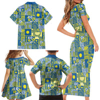 Palau Ungil Kurismas Family Matching Short Sleeve Bodycon Dress and Hawaiian Shirt Pacific Patchwork Xmas Vibes LT9 - Polynesian Pride