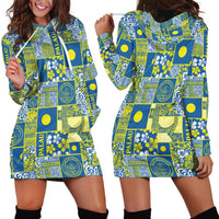 Palau Ungil Kurismas Hoodie Dress Pacific Patchwork Xmas Vibes - Polynesian Pride