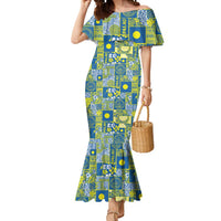Palau Ungil Kurismas Mermaid Dress Pacific Patchwork Xmas Vibes LT9 Women Green - Polynesian Pride