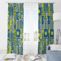 Palau Ungil Kurismas Window Curtain Pacific Patchwork Xmas Vibes - Polynesian Pride