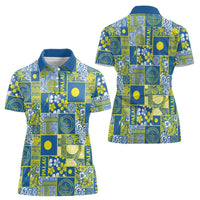 Palau Ungil Kurismas Women Polo Shirt Pacific Patchwork Xmas Vibes - Polynesian Pride