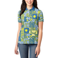 Palau Ungil Kurismas Women Polo Shirt Pacific Patchwork Xmas Vibes - Polynesian Pride