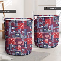 Red Samoa Manuia Le Kerisimasi Laundry Basket Pacific Patchwork Xmas Vibes - Polynesian Pride