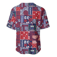 Red Samoa Manuia Le Kerisimasi Baseball Jersey Pacific Patchwork Xmas Vibes - Polynesian Pride