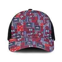 Red Samoa Manuia Le Kerisimasi Baseball Net Cap Pacific Patchwork Xmas Vibes LT9 One Size Black Red - Polynesian Pride