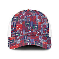 Red Samoa Manuia Le Kerisimasi Baseball Net Cap Pacific Patchwork Xmas Vibes LT9 One Size White Red - Polynesian Pride