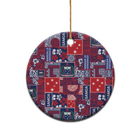 Red Samoa Manuia Le Kerisimasi Ceramic Ornament Pacific Patchwork Xmas Vibes - Polynesian Pride