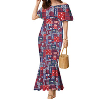 Red Samoa Manuia Le Kerisimasi Family Matching Mermaid Dress and Hawaiian Shirt Pacific Patchwork Xmas Vibes LT9 Mom's Dress Red - Polynesian Pride