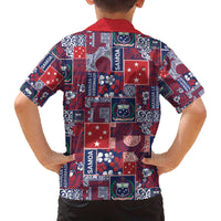 Red Samoa Manuia Le Kerisimasi Family Matching Off The Shoulder Long Sleeve Dress and Hawaiian Shirt Pacific Patchwork Xmas Vibes LT9 - Polynesian Pride