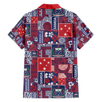 Red Samoa Manuia Le Kerisimasi Family Matching Off The Shoulder Long Sleeve Dress and Hawaiian Shirt Pacific Patchwork Xmas Vibes - Polynesian Pride