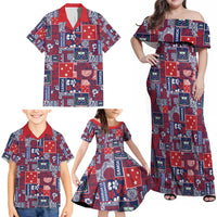 Red Samoa Manuia Le Kerisimasi Family Matching Off Shoulder Maxi Dress and Hawaiian Shirt Pacific Patchwork Xmas Vibes LT9 - Polynesian Pride