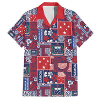 Red Samoa Manuia Le Kerisimasi Family Matching Off Shoulder Maxi Dress and Hawaiian Shirt Pacific Patchwork Xmas Vibes LT9 Dad's Shirt - Short Sleeve Red - Polynesian Pride