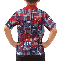 Red Samoa Manuia Le Kerisimasi Family Matching Off Shoulder Short Dress and Hawaiian Shirt Pacific Patchwork Xmas Vibes LT9 - Polynesian Pride
