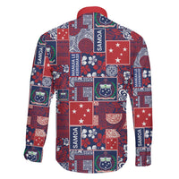 Red Samoa Manuia Le Kerisimasi Family Matching Off Shoulder Short Dress and Hawaiian Shirt Pacific Patchwork Xmas Vibes LT9 - Polynesian Pride