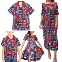 Red Samoa Manuia Le Kerisimasi Family Matching Puletasi and Hawaiian Shirt Pacific Patchwork Xmas Vibes LT9 - Polynesian Pride