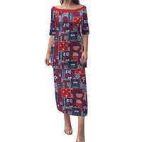 Red Samoa Manuia Le Kerisimasi Family Matching Puletasi and Hawaiian Shirt Pacific Patchwork Xmas Vibes LT9 Mom's Dress Red - Polynesian Pride