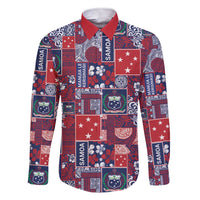 Red Samoa Manuia Le Kerisimasi Family Matching Short Sleeve Bodycon Dress and Hawaiian Shirt Pacific Patchwork Xmas Vibes - Polynesian Pride