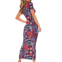 Red Samoa Manuia Le Kerisimasi Family Matching Short Sleeve Bodycon Dress and Hawaiian Shirt Pacific Patchwork Xmas Vibes LT9 - Polynesian Pride