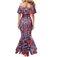 Red Samoa Manuia Le Kerisimasi Mermaid Dress Pacific Patchwork Xmas Vibes - Polynesian Pride