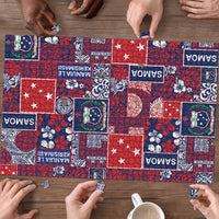 Red Samoa Manuia Le Kerisimasi Puzzle Pacific Patchwork Xmas Vibes - Polynesian Pride