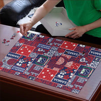 Red Samoa Manuia Le Kerisimasi Puzzle Pacific Patchwork Xmas Vibes - Polynesian Pride