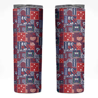 Red Samoa Manuia Le Kerisimasi Skinny Tumbler Pacific Patchwork Xmas Vibes - Polynesian Pride
