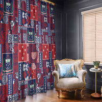 Red Samoa Manuia Le Kerisimasi Window Curtain Pacific Patchwork Xmas Vibes - Polynesian Pride