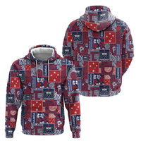 Red Samoa Manuia Le Kerisimasi Zip Hoodie Pacific Patchwork Xmas Vibes - Polynesian Pride