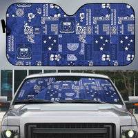 Blue Samoa Manuia Le Kerisimasi Auto Sun Shade Pacific Patchwork Xmas Vibes - Polynesian Pride